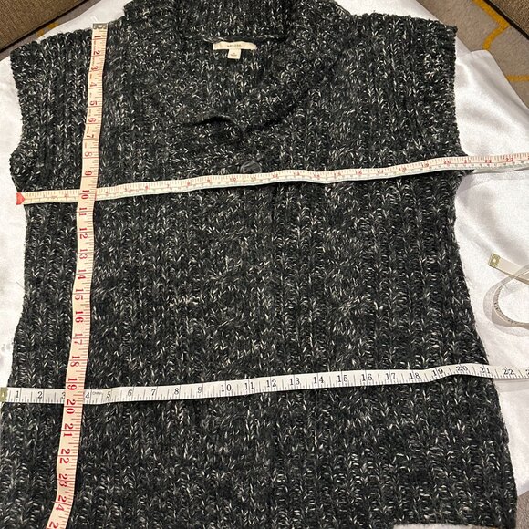 Merona Black with Gary & White Speckled Cable Knit Sleeveless Cardi, Size XL - Picture 16 of 16